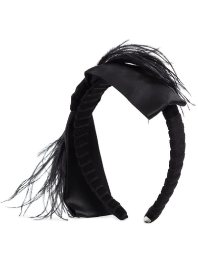 Shop Gigi Burris Millinery Bernadette Feather Bow Headband In Black