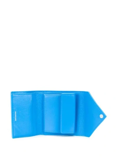 Shop Balenciaga Papier Polka-dot Compact Wallet In Blue