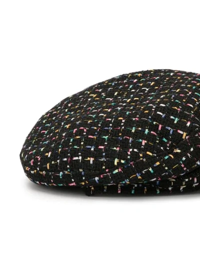 Shop Venna Crystal-strap Tweed Baker Boy Hat In Black