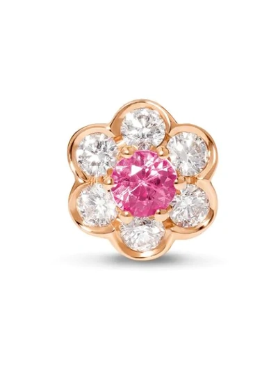 Shop David Morris 18kt Rose Gold Diamond Berry Flower Stud Earrings In Pink