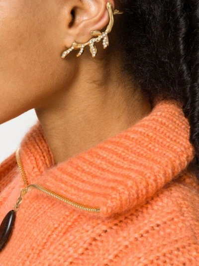 Shop Marni Branch-shaped Earrings In Gold