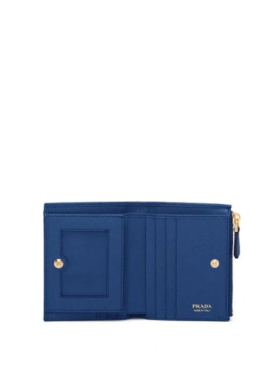 Shop Prada Logo-plaque Bi-fold Wallet In Blue