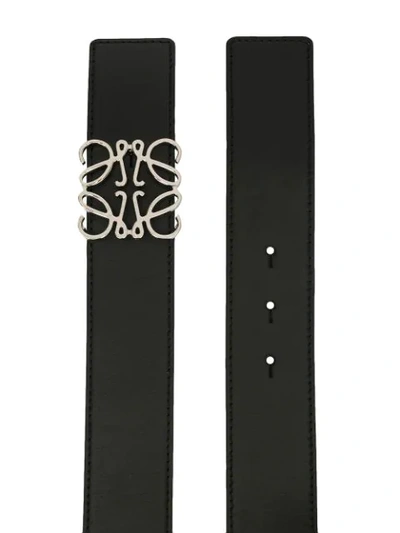 Shop Loewe Logo Plaque Leather Belt In Black