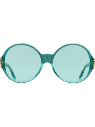 Shop Gucci Round-frame Sunglasses In Blue
