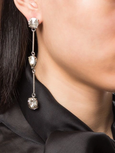 Shop Oscar De La Renta Crystal-embellished Drop Earrings In Silver