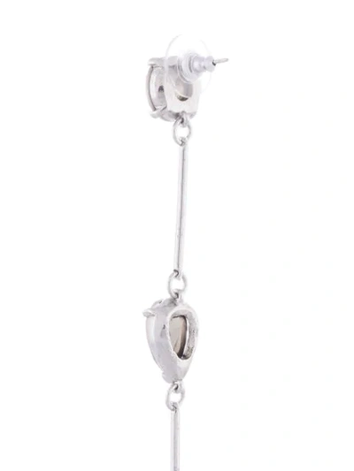 Shop Oscar De La Renta Crystal-embellished Drop Earrings In Silver