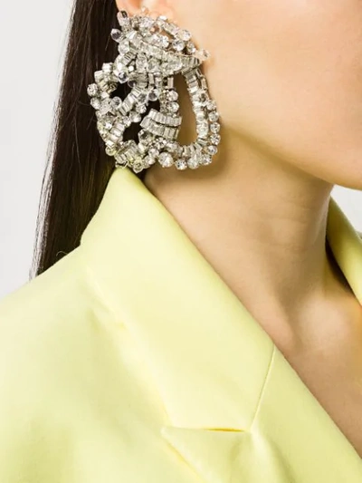 Shop Rochas Oversized Embellished Earring In Silver