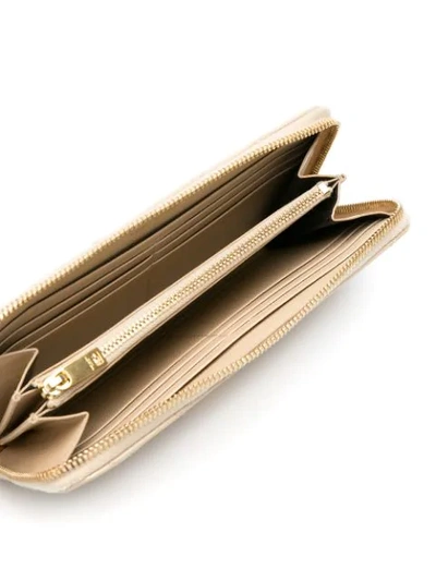 Shop Saint Laurent 'monogram' Wallet In Neutrals