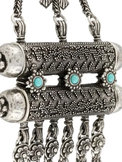 Shop Saint Laurent Oversized Charm Pendant Necklace In Metallic