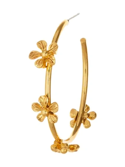 Shop Oscar De La Renta Floral Hoop Earrings In Gold