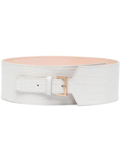 Shop Agnona Crocodile-effect Leather Belt In White
