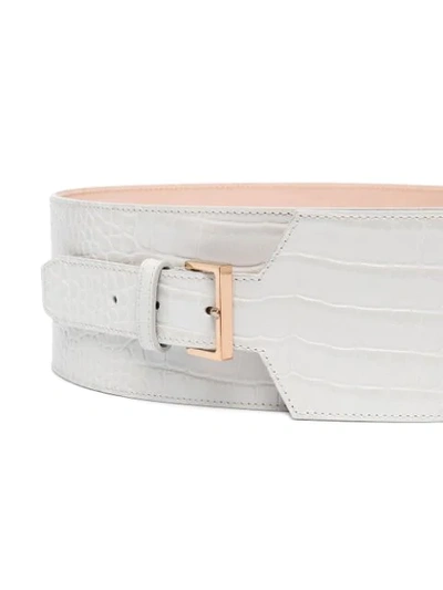 Shop Agnona Crocodile-effect Leather Belt In White