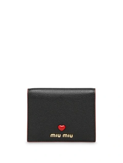 Shop Miu Miu Madras Leather Wallet In Black