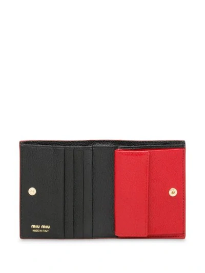 Shop Miu Miu Madras Leather Wallet In Black