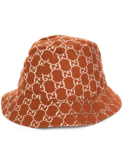 Shop Gucci Gg Supreme Bucket Hat In Brown ,metallic