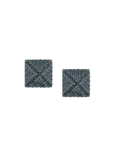 Shop Valentino Crystal-embellished Rockstud Earrings In Black