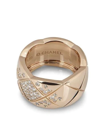 Pre-owned Chanel 18kt Rose Gold Coco Crush Diamond Ring In Pink