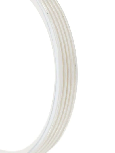 Shop Isabel Lennse Small Ribbed Hoop Earrings In Silver