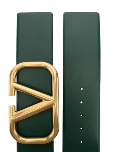 Shop Valentino Vlogo Signature Leather Belt In Green
