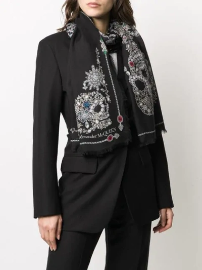 Shop Alexander Mcqueen Skull-print Scarf In Black