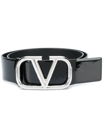 Shop Valentino Vlogo Buckle Belt In Black