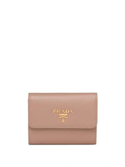 Prada Trifold Logo Wallet In Pink