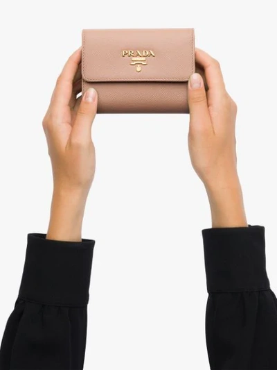 Prada Trifold Logo Wallet In Pink
