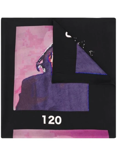 Shop Yohji Yamamoto Graphic Print Scarf In Black