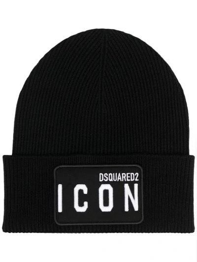 Shop Dsquared2 Icon Beanie Hat In Black