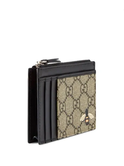 Shop Gucci Gg Supreme Bee Print Wallet In Brown