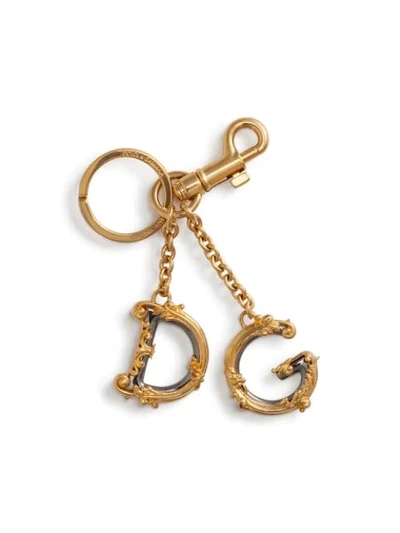 Shop Dolce & Gabbana Dg Baroque Keyring In Gold