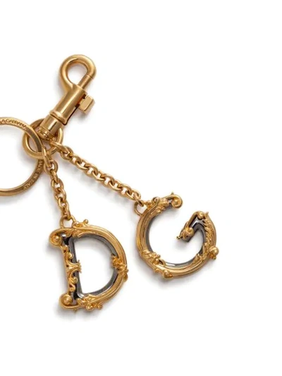 Shop Dolce & Gabbana Dg Baroque Keyring In Gold