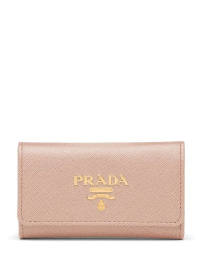 Shop Prada Snap Key Case In Pink