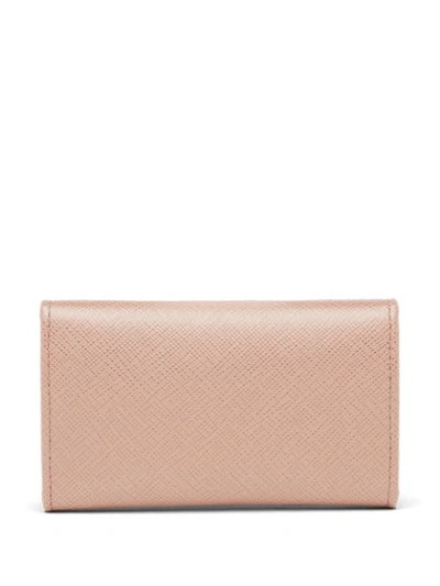 Prada Saffiano Leather Key Case In Pink
