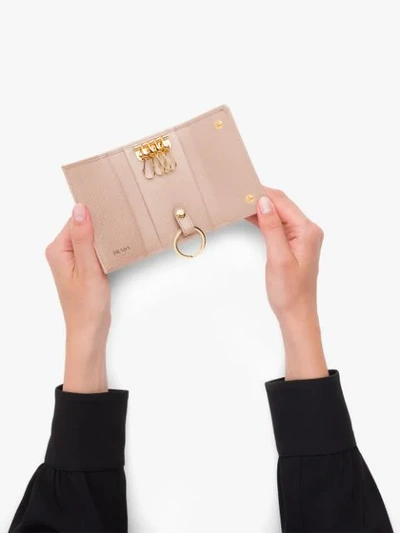 Prada Saffiano Leather Key Case In Pink