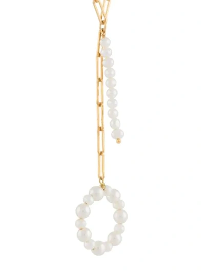 Shop Timeless Pearly Pearl Circle Pendant Necklace In Gold