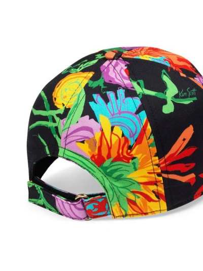 Shop Gucci X Ken Scott Floral-print Baseball Cap In Black