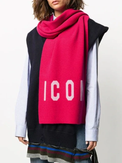 Shop Dsquared2 Icon Logo Knitted Scarf In Pink