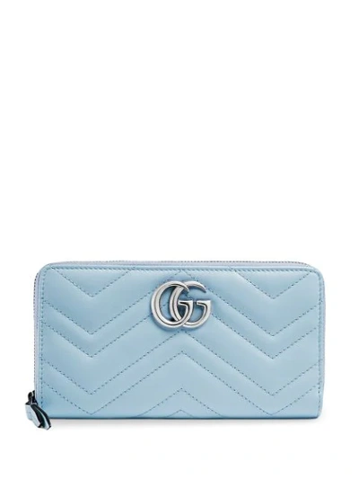 Shop Gucci Gg Marmont Continental Wallet In Blue