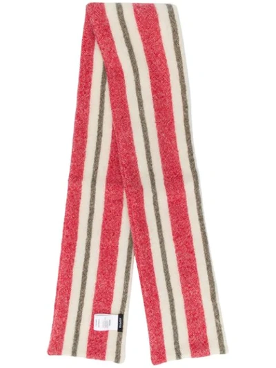 Shop Aspesi Striped Knitted Scarf In Red