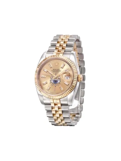 Shop Jacquie Aiche Customised Rolex Oyster Perpetual Eye 42mm In Metallic