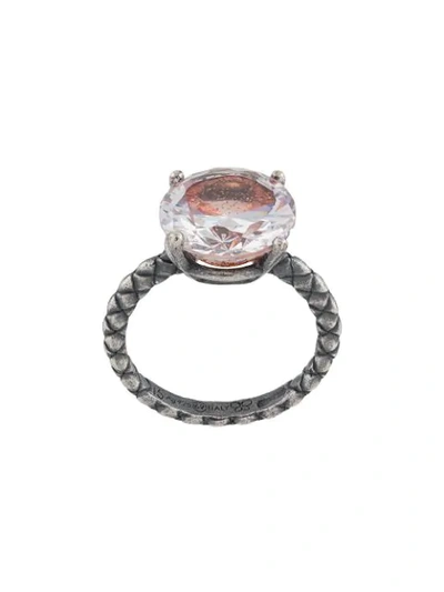 Shop Bottega Veneta Crystal-embellished Braided Ring In Silver