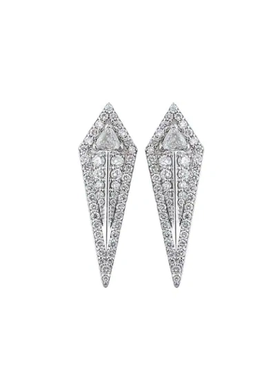 Shop Alessa 18kt White Gold Diamond Arrow Stud Earrings In Silver