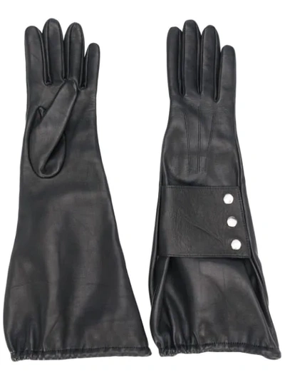 Shop Manokhi Medium Snap-buttoned Gloves In Black
