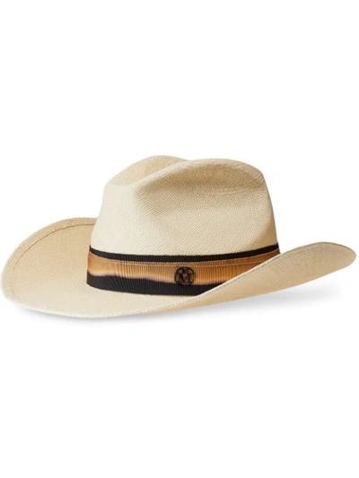 Shop Maison Michel Austin Woven Panama Hat In Neutrals