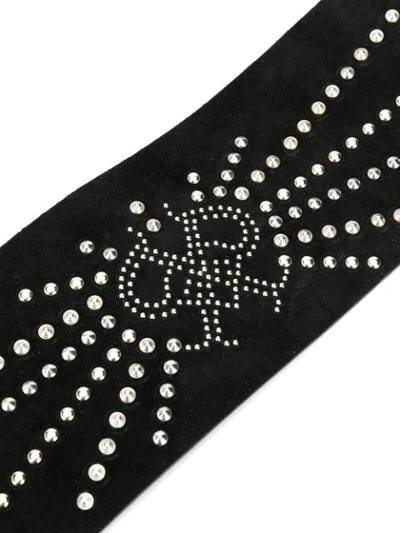 Shop Pinko Crystal-embellished Leather Wrap Belt In Black