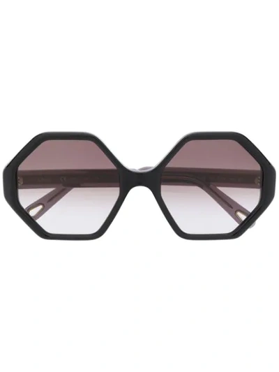 Shop Chloé Willow Geometric-frame Sunglasses In Black