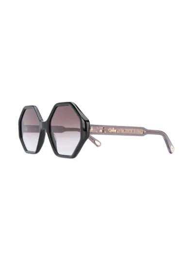 Shop Chloé Willow Geometric-frame Sunglasses In Black