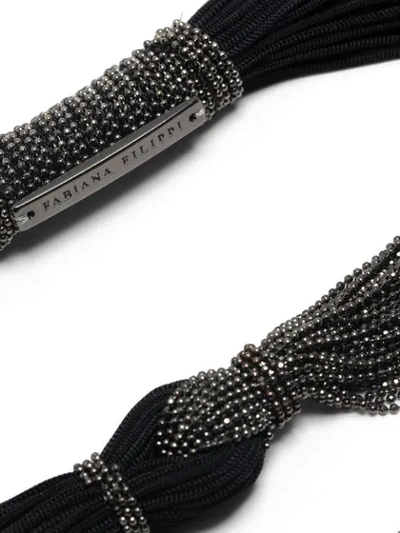 Shop Fabiana Filippi Beaded Tassel Scarf Necklace In Black