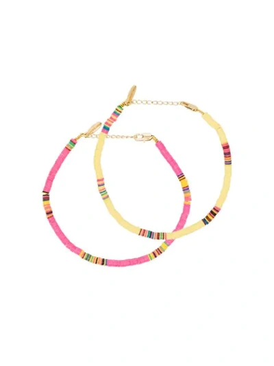 Shop All The Must Beaded Anklet Set In Pink